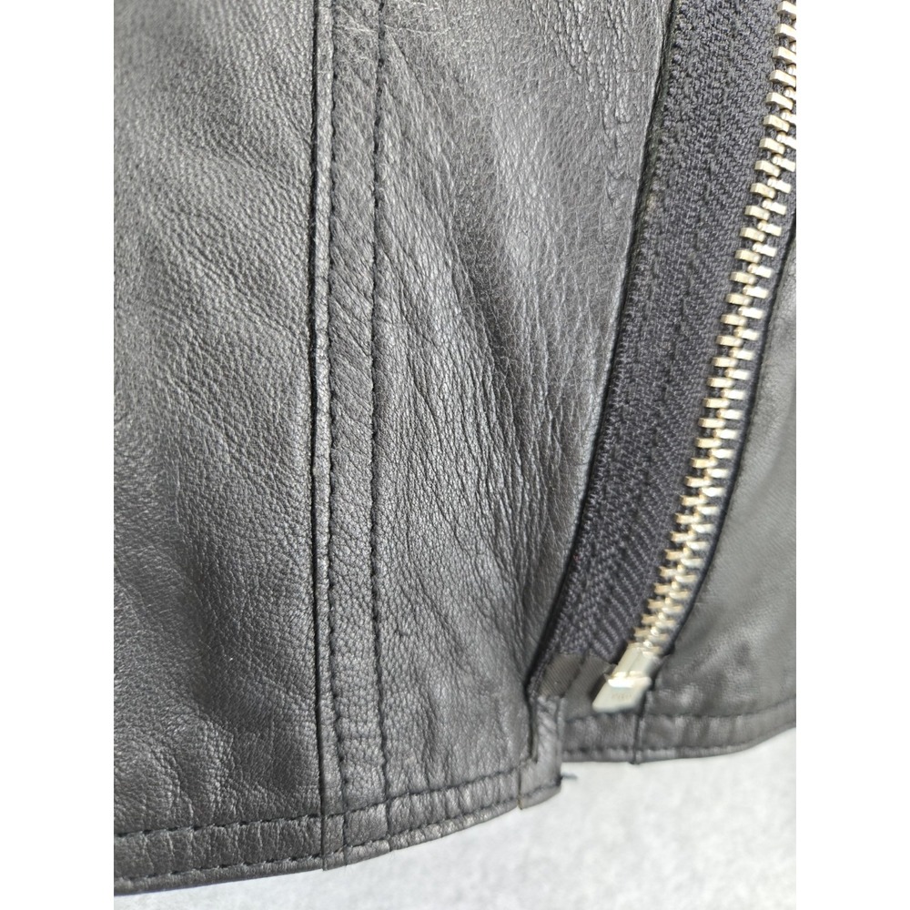 Red Leatherette Black Motorcycle Moto Biker Zip Up Vest size 8 - Picture 3 of 10